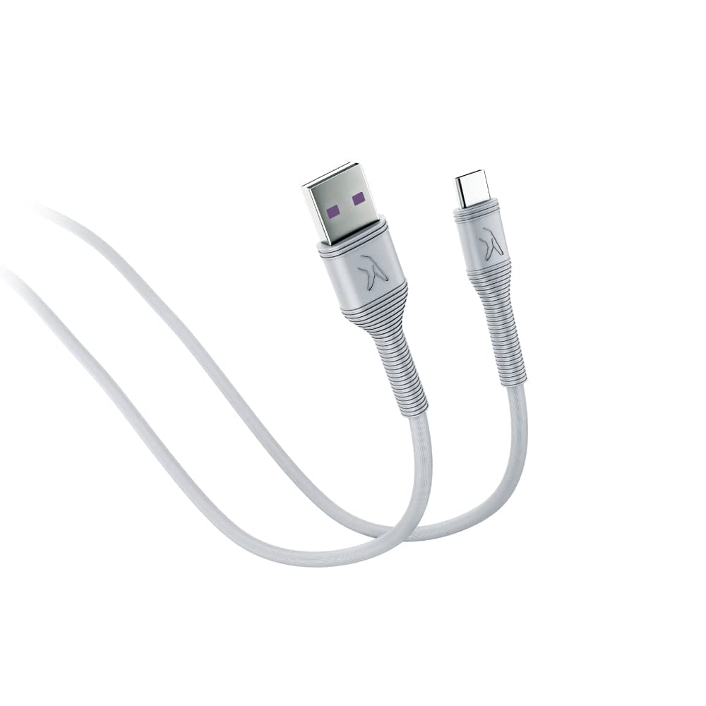 FINGERS Car Backseat Cable-5A9F - Type-C Mobile Cable (9 feet long | Fast Charging up to 5.0 A Max | Fast Data Transfer) - Steel Grey