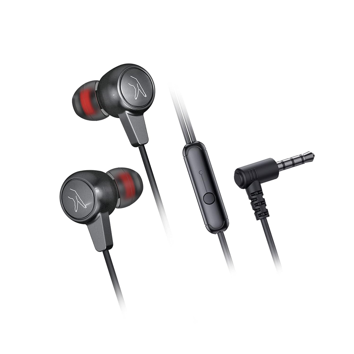 FINGERS SoundElite Wired in-Ear Earphones with Built-in Mic, 10 mm Neodymium Driver, 3.5 mm L-pin Connector (Rich Grey)