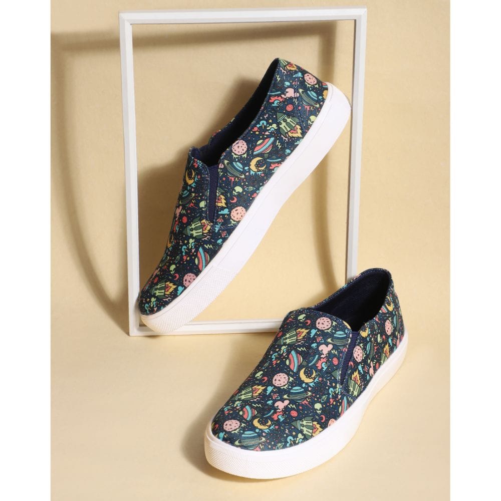 Hippyness Space Printed Blue Casual Sneaker for Men