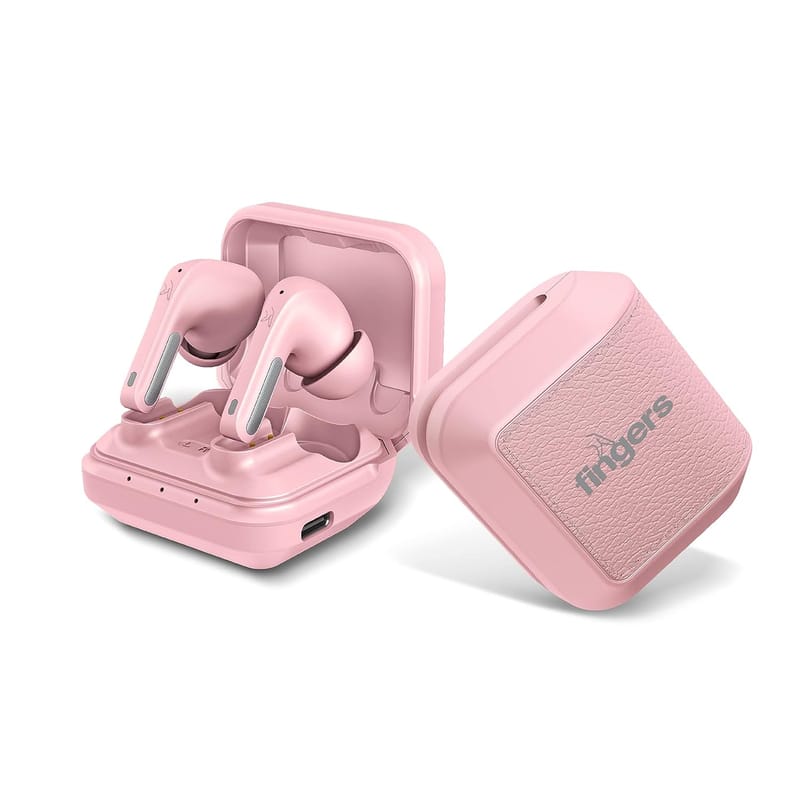 FINGERS Caribbean Truly Wireless in-Ear Earbuds [28 Hours Total Playback, Built-in Mic with SNC  (Surround Noise Cancellation) Technology, Voice Assistant, Touch Controls] (Blush Pink)