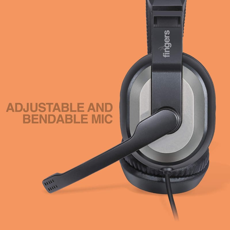 FINGERS F10 Wired On Ear Headphone with Mic, Black + Slate Grey