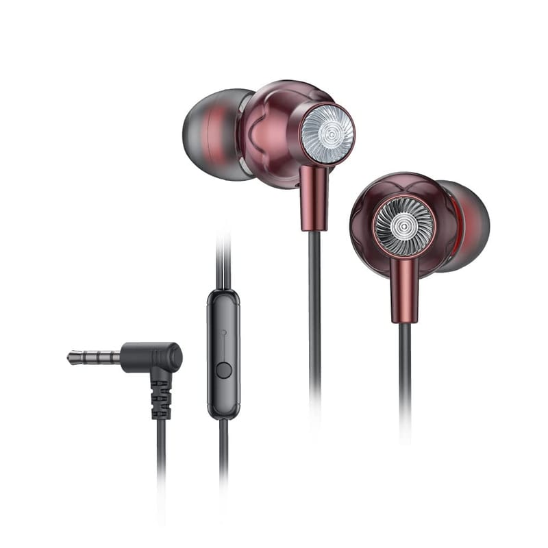 FINGERS Beautific2 Wired in-Ear Earphones with Built-in Mic, 10 mm Neodymium Driver, 3.5 mm L-pin Connector (Burgundy)