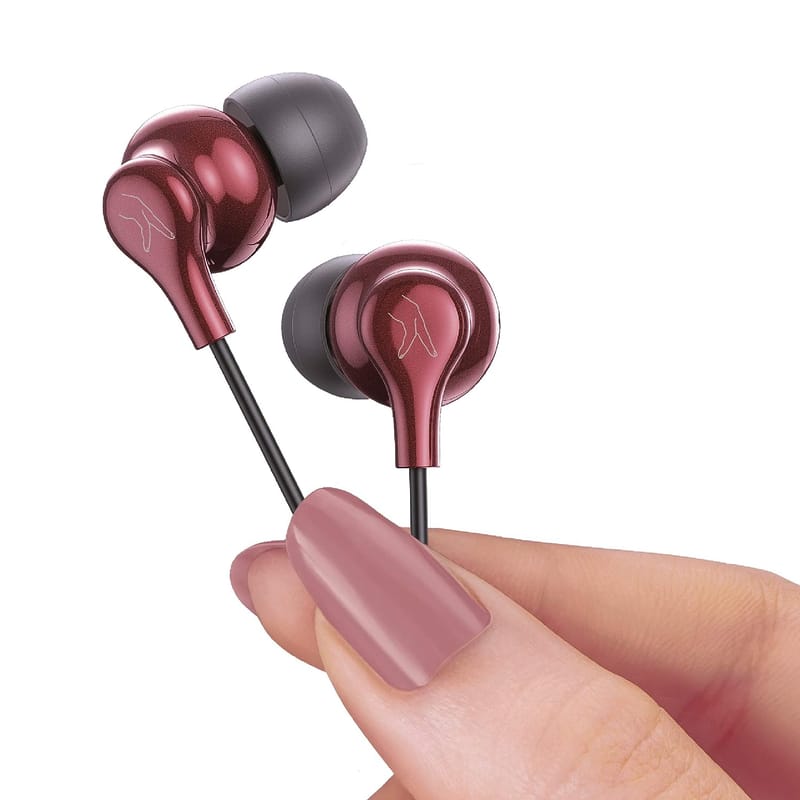 FINGERS SoundBoss Wired Earphones (with in-Built Mic, Sturdy Cable and L-pin Connector)- Burgandy