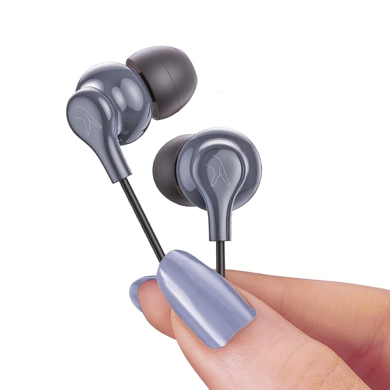 FINGERS SoundBoss Wired Earphones (with in-Built Mic, Sturdy Cable and L-pin Connector)- Dark Silver