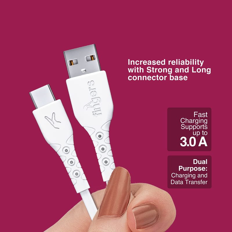 FINGERS FMC-Micro-04 Mobile Cable with Fast Charing and Data Transfer (White)