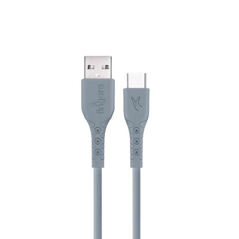 FINGERS FMC-TypeC-01 Mobile Cable with Fast Charging (up to 3.0 A) and Data Transfer - Steel Grey