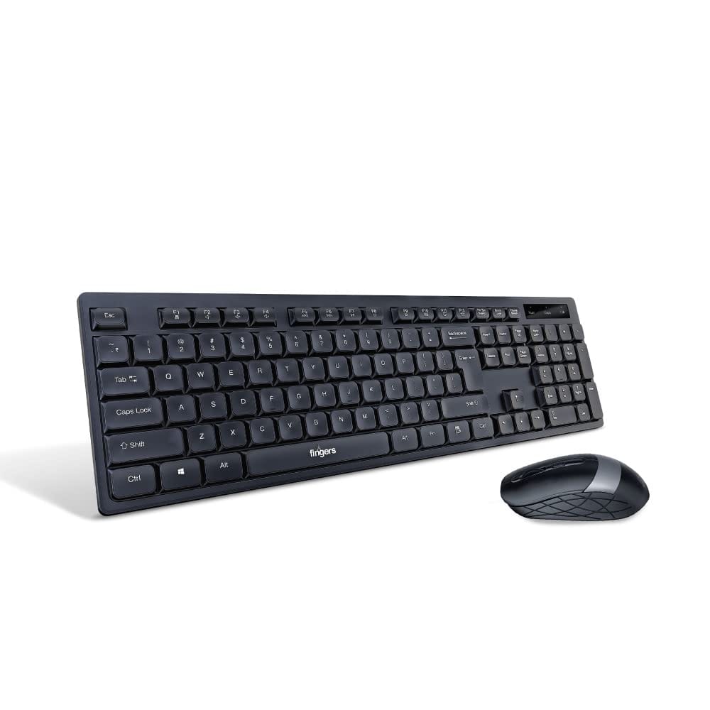 FINGERS AeroClicks Combo Wireless Keyboard and Mouse Set (Optical | 2.4 GHz Nano USB Receiver | Smart Link Auto-Connect | Windows , macOS, Linux Compatible)