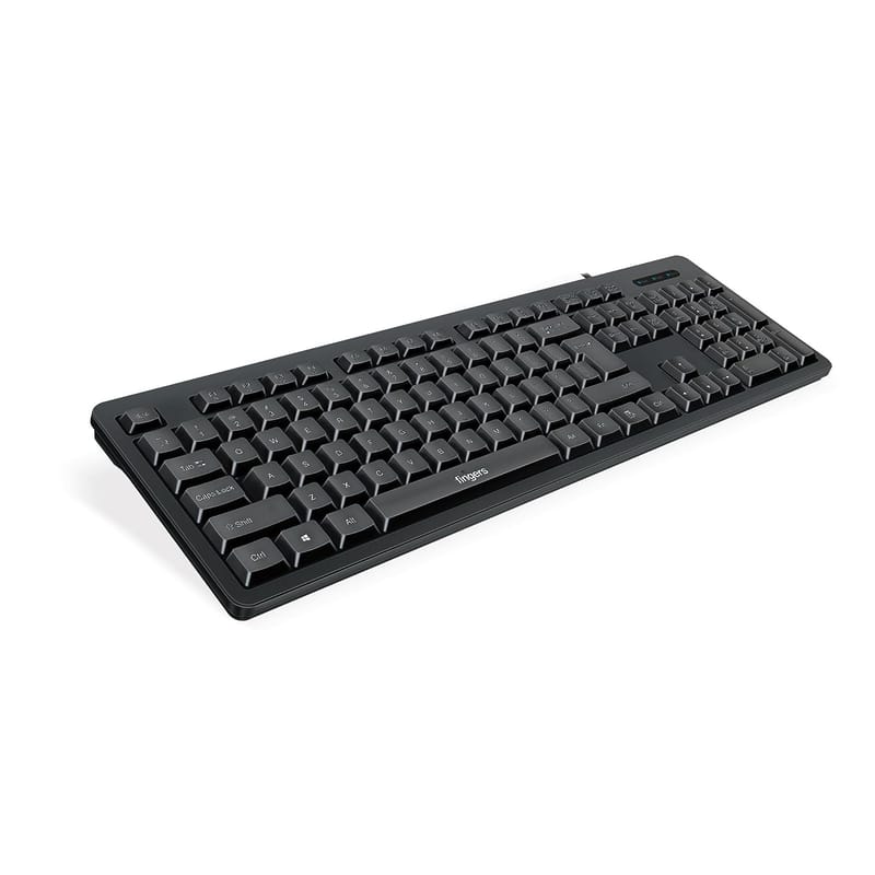 FINGERS FabClicks Multimedia USB Keyboard (104 Keys, Special Dual-Tone Soft Keys, 10 Million Life Cycles, Compatible with Windows, macOS & Linux)