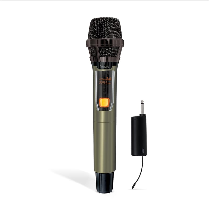 FINGERS Freedom Mic-39 Wireless Microphone (6.35 mm pin Receiver with Type-C Charging Port, Uni-Directional V-Band @ VHF 269.1 MHz, 10-Hour Battery Life, 25 m Working Distance)