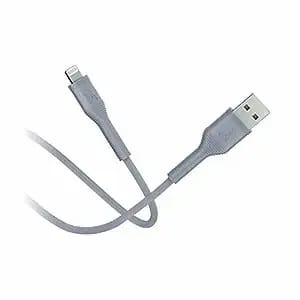 FINGERS FMC-L10 (USB-A to Lightning, 2.4 A Fast Charging, 480 Mbps Data Sync/Transfer, 1 Meter Long) USB Mobile Cable for Apple Devices - Steel Grey