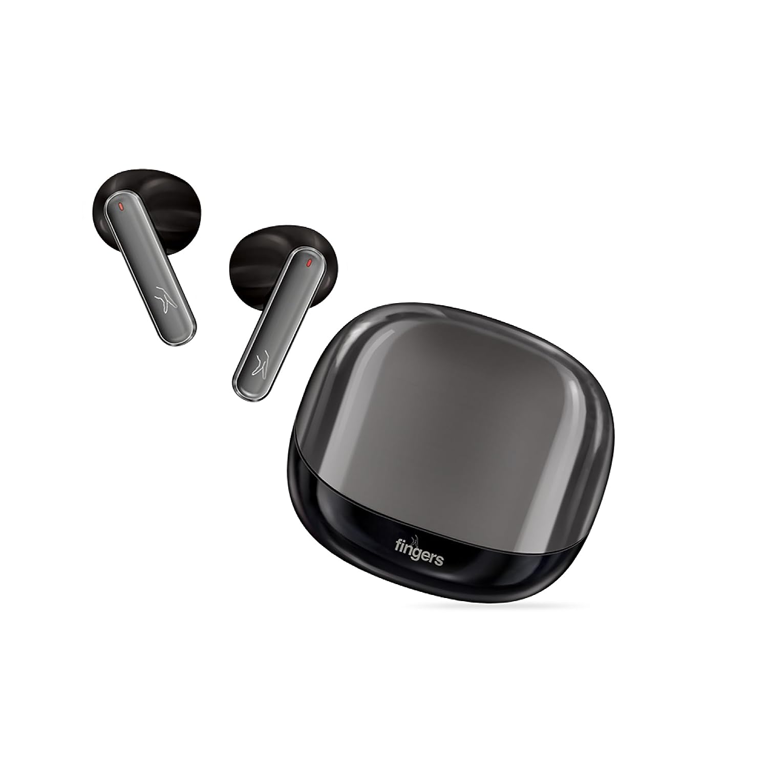 FINGERS Hi-Class TWS Earbuds - Classy | High-Class Sound, 24 Hours Playtime, Surround Noise Cancellation, Dual Language Voice Prompts, Intuitive Touch Controls (Gun Metal + Piano Black)