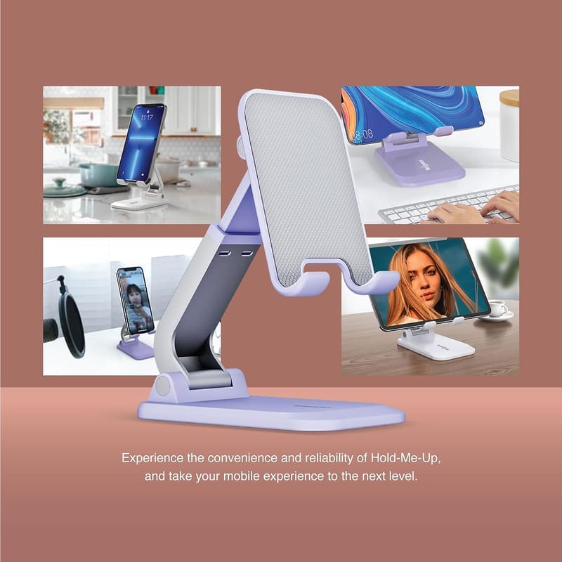 FINGERS Hold-Me-Up Portable Universal Mobile Stand (Angle & Height Adjustable, Compact & Foldable, Anti-Slip & Anti-Shake Design, Compatible with Smartphones & Tablets) (Lilac)