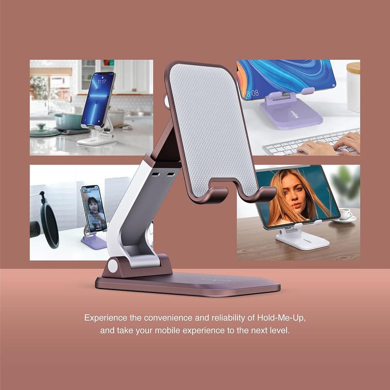 FINGERS Hold-Me-Up Portable Universal Mobile Stand (Angle & Height Adjustable, Compact & Foldable, Anti-Slip & Anti-Shake Design, Compatible with Smartphones & Tablets) (Mocha Maroon)