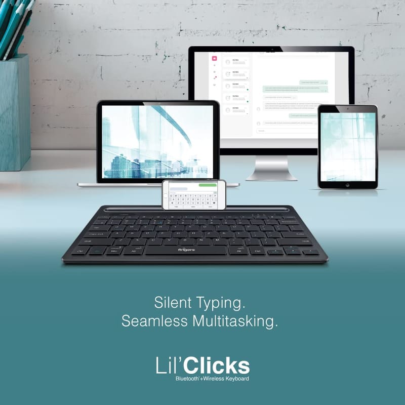 FINGERS Lil Clicks Bluetooth Wireless Mini Keyboard (Bluetooth + Wireless 2.4 GHz | Compatible with Windows, macOS, Android, Linux & Chrome OS)