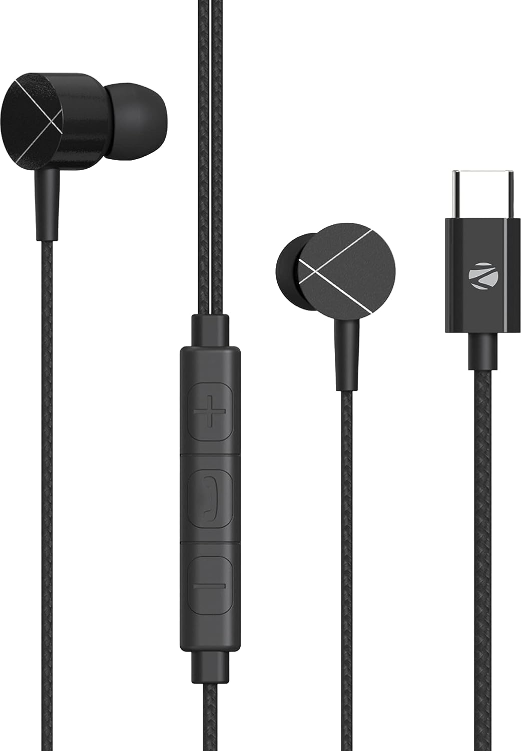 ZEBRONICS Zeb-Buds C2 in Ear Type C Wired Earphones with Mic, Braided 1.2 Metre Cable, Metallic Design, 10mm Drivers, in Line Mic & Volume Controller?Black