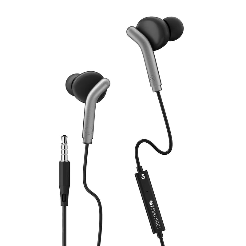 ZEBRONICS Zeb-Bro in Ear Wired Earphones with Mic, 3.5mm Audio Jack, 10mm Drivers, Phone/Tablet Compatible(Black)