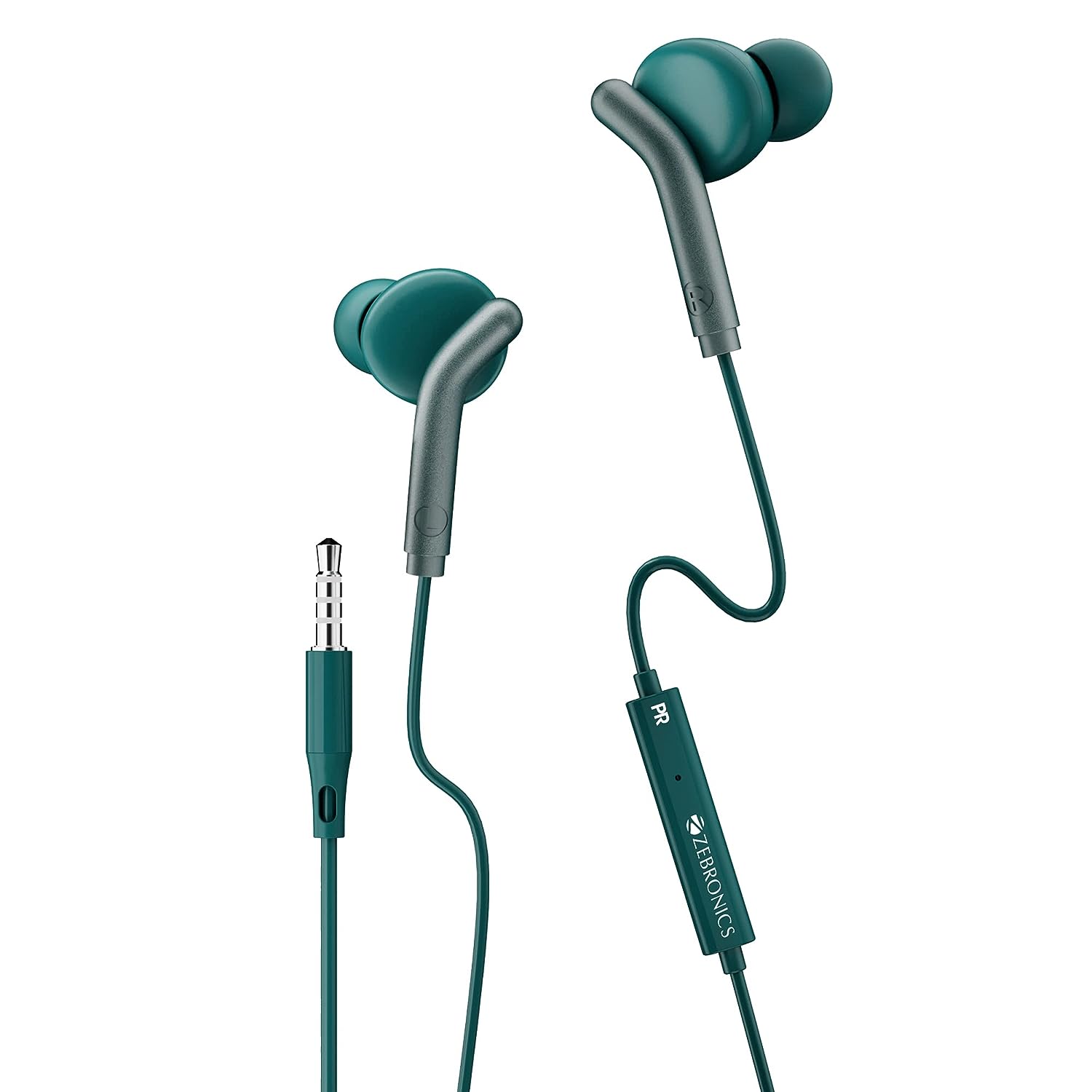 ZEBRONICS Zeb-Bro in Ear Wired Earphones with Mic, 3.5mm Audio Jack, 10mm Drivers, Phone/Tablet Compatible(Green)