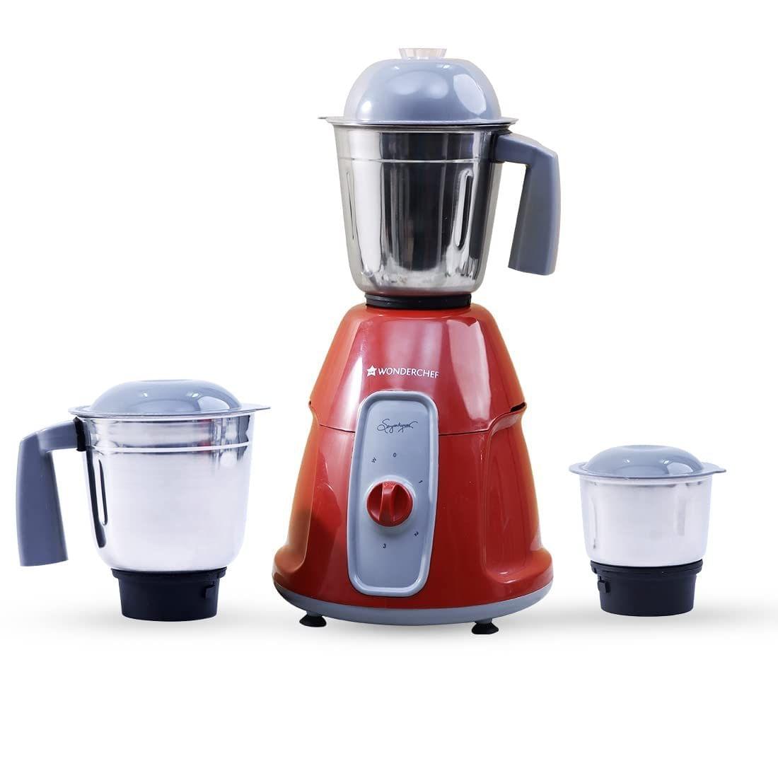 Wonderchef Tivoli 750 Mixer Grinder (3 Jars, Red & Grey)