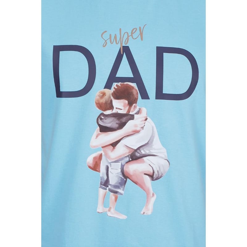 Hippyness Blue Printed Cotton Tshirt For Dad