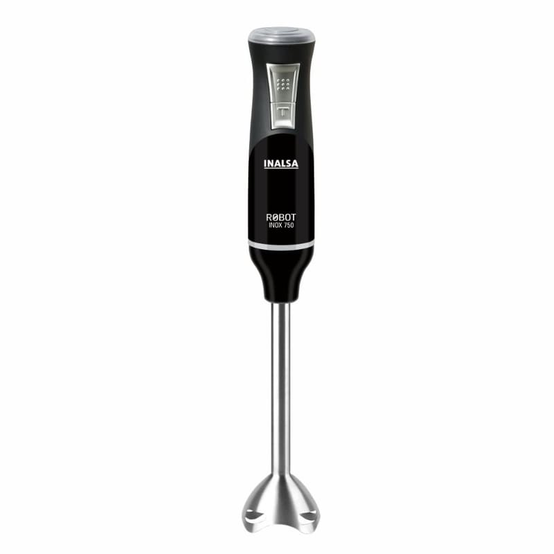Inalsa Hand Blender Robot Inox 750S with Powerful Super Silent 750Watt Motor| Variable Speed and Turbo Function| Stainless Steel Blade, Detachable Stem, (Black/Silver)