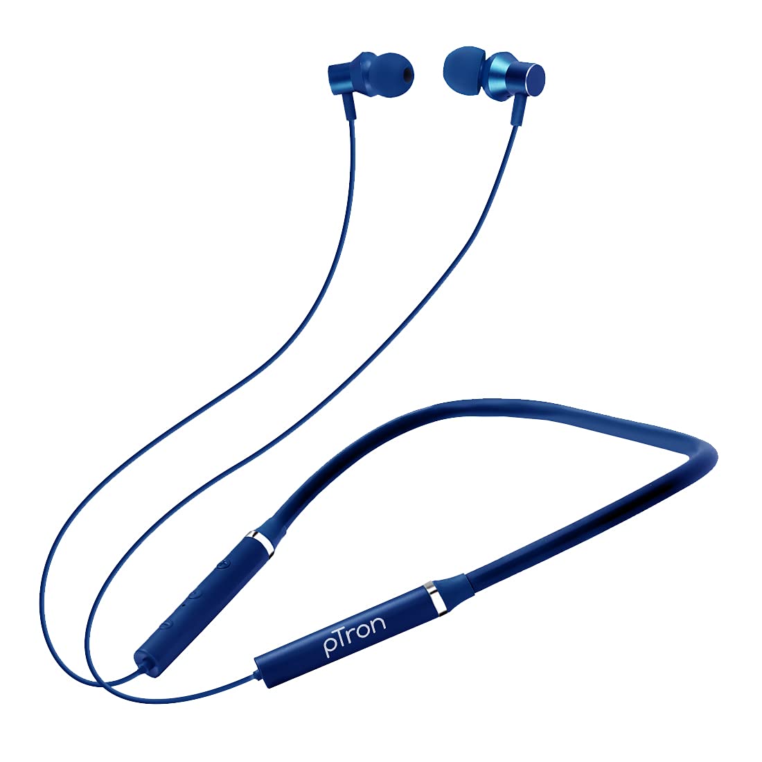 Ptron Tangentbeat in-Ear Bluetooth 5.0 Wireless Headphones with Mic, Enhanced Bass, 10mm Drivers, Clear Calls, Fast Charging, Magnetic Buds, Voice Assistant & IPX4 Wireless Neckband (Dark Blue)