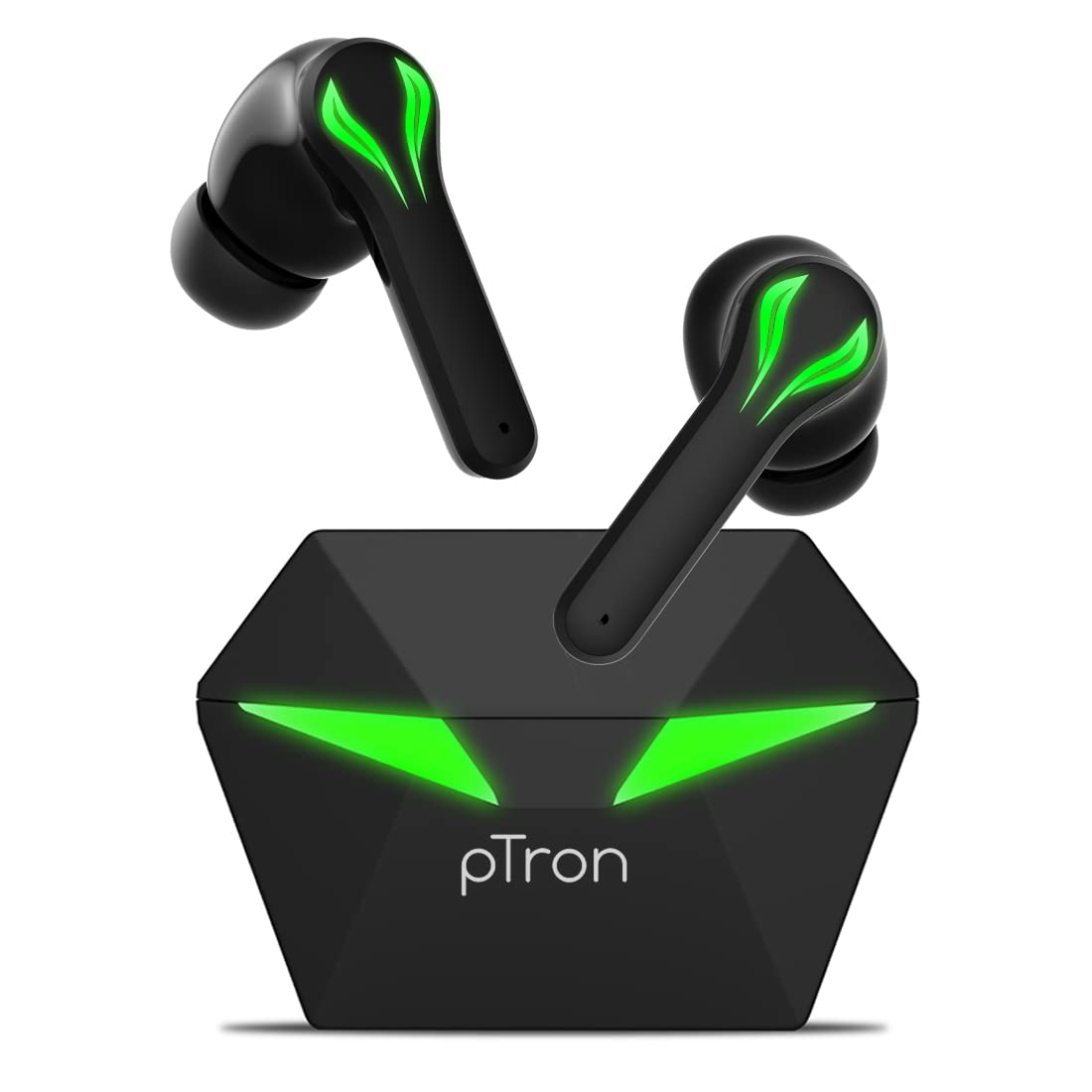 Ptron Bassbuds Jade Truly Wireless in Ear Earbuds with 40ms Gaming Low Latency, HD Stereo Calls, 40Hrs Playtime, 1-Step Pairing Bluetooth Headphone, Fast TypeC Charging & IPX4 Waterproof (Black)