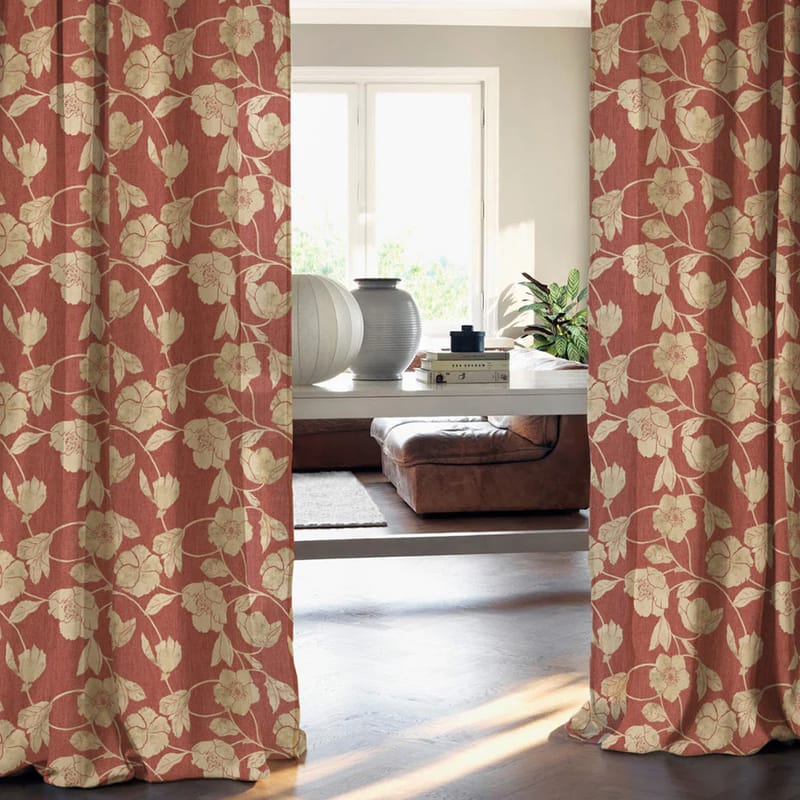 Elegant Floral Print Room Darkning, Light Filtering Curtain Set Of 2