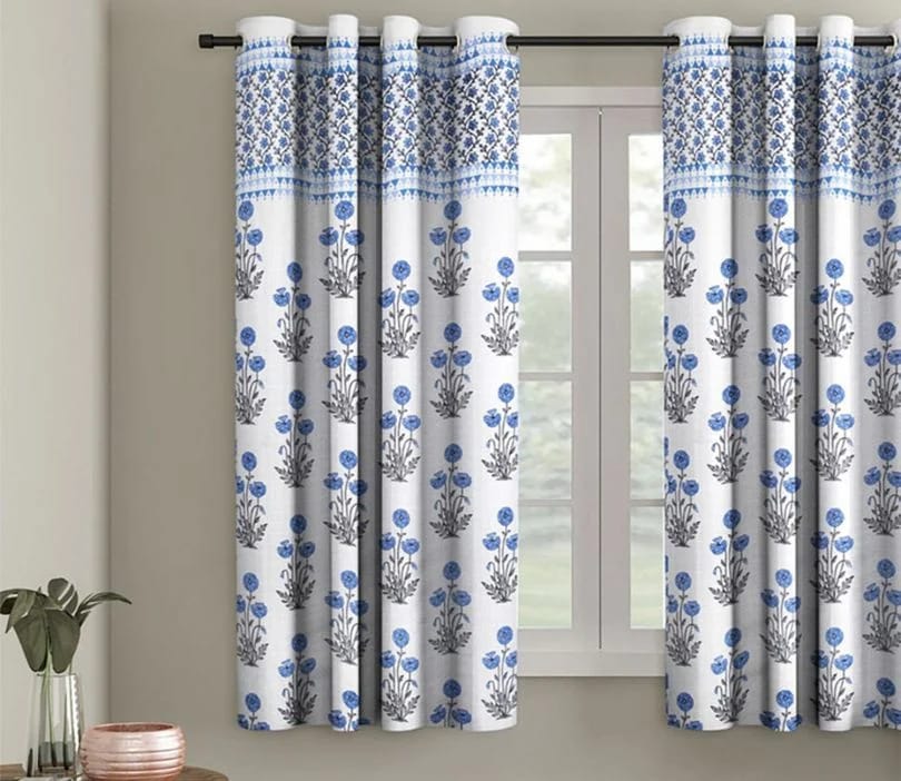 Elegant Floral Print Room Darkning, Light Filtering Curtain Set Of 2