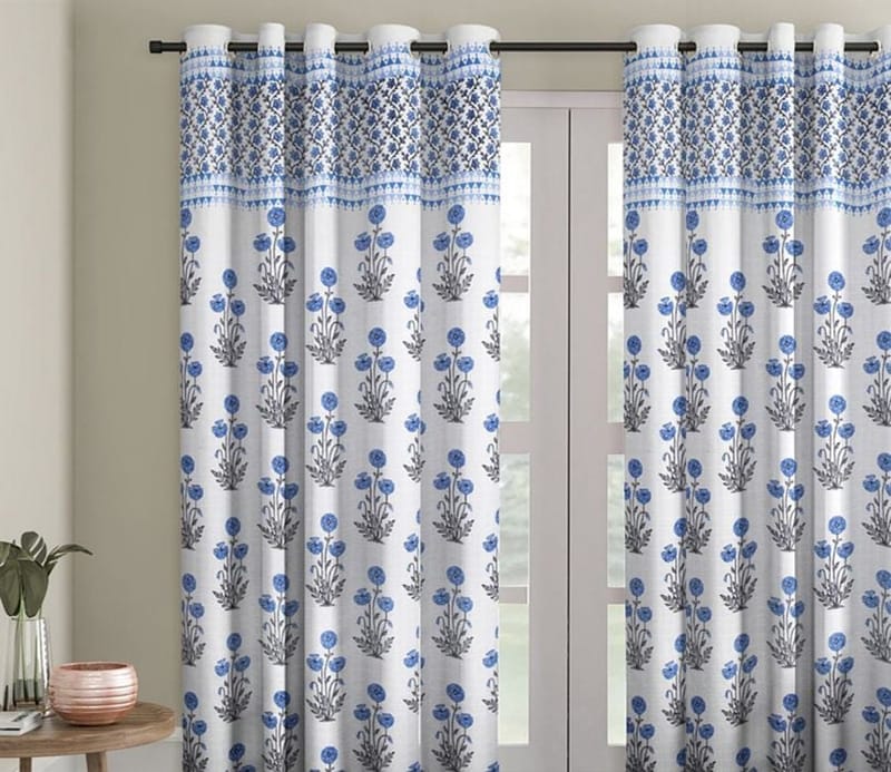 Elegant Floral Print Room Darkning, Light Filtering Curtain Set Of 2