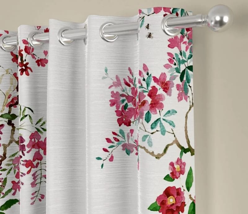 Elegant Floral Print Room Darkning, Light Filtering Curtain Set Of 2