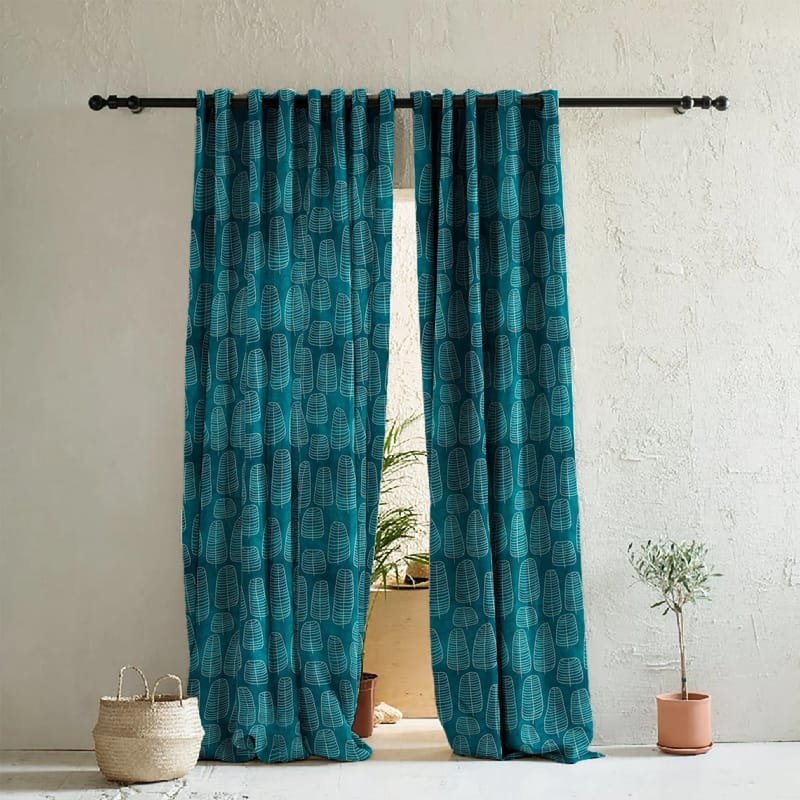 Elegant Floral Print Room Darkning, Light Filtering Curtain Set Of 2