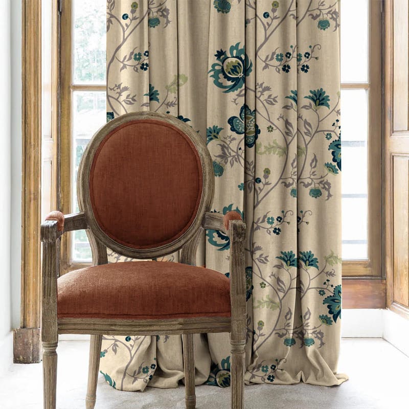 Elegant Floral Print Room Darkning, Light Filtering Curtain Set Of 2