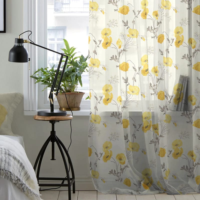 Elegant Floral Print Room Darkning, Light Filtering Curtain Set Of 2