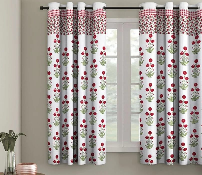 Elegant Floral Print Room Darkning, Light Filtering Curtain Set Of 2