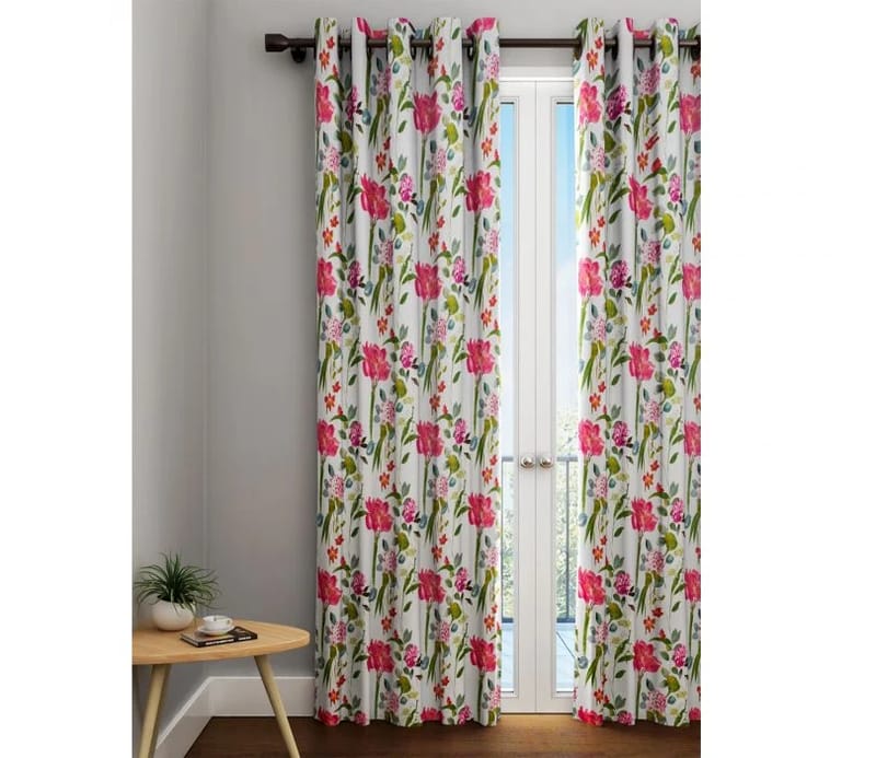 Elegant Floral Print Room Darkning, Light Filtering Curtain Set Of 2