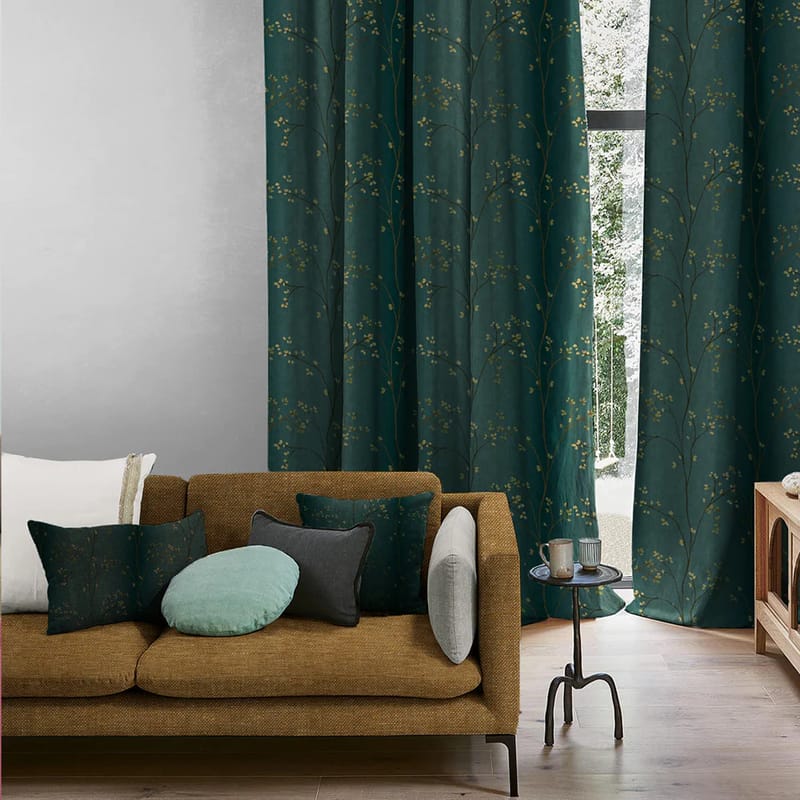 Elegant Floral Print Room Darkning, Light Filtering Curtain Set Of 2