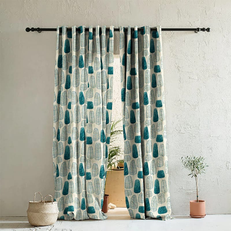 Elegant Floral Print Room Darkning, Light Filtering Curtain Set Of 2