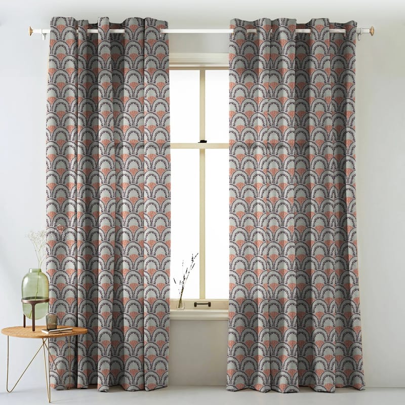 Elegant Floral Print Room Darkning, Light Filtering Curtain Set Of 2