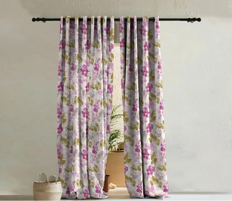 Elegant Floral Print Room Darkning, Light Filtering Curtain Set Of 2