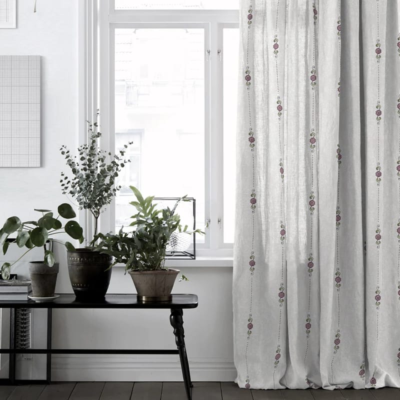 Elegant Floral Print Room Darkning, Light Filtering Curtain Set Of 2