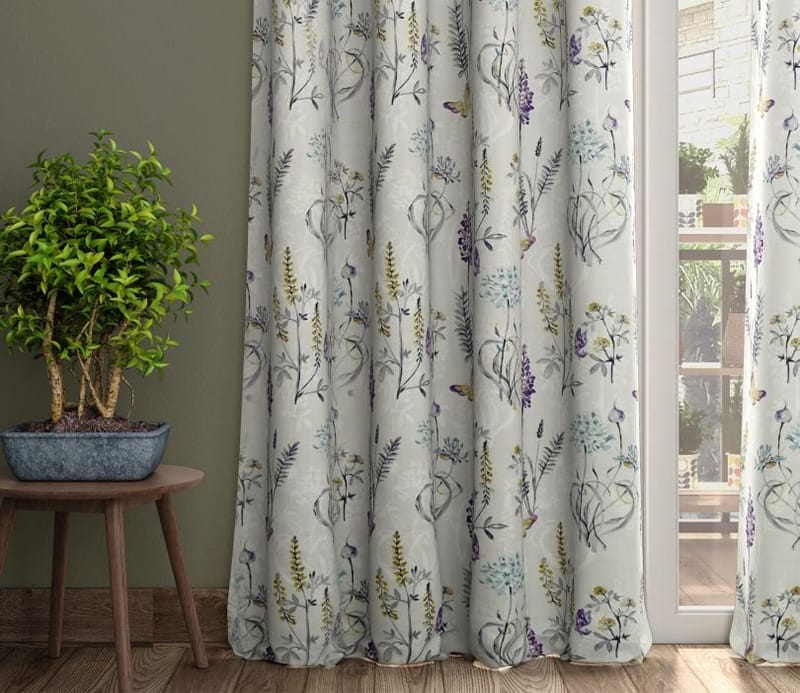 Elegant Floral Print Room Darkning, Light Filtering Curtain Set Of 2