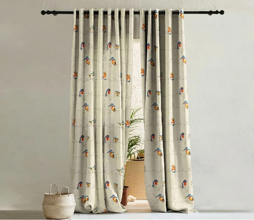 Elegant Floral Print Room Darkning, Light Filtering Curtain Set Of 2