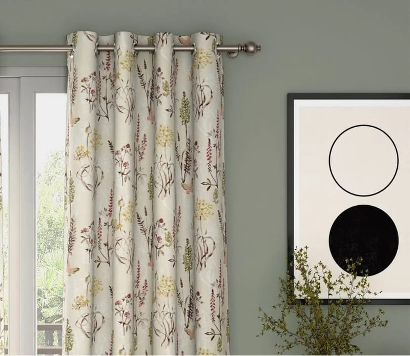 Elegant Floral Print Room Darkning, Light Filtering Curtain Set Of 2