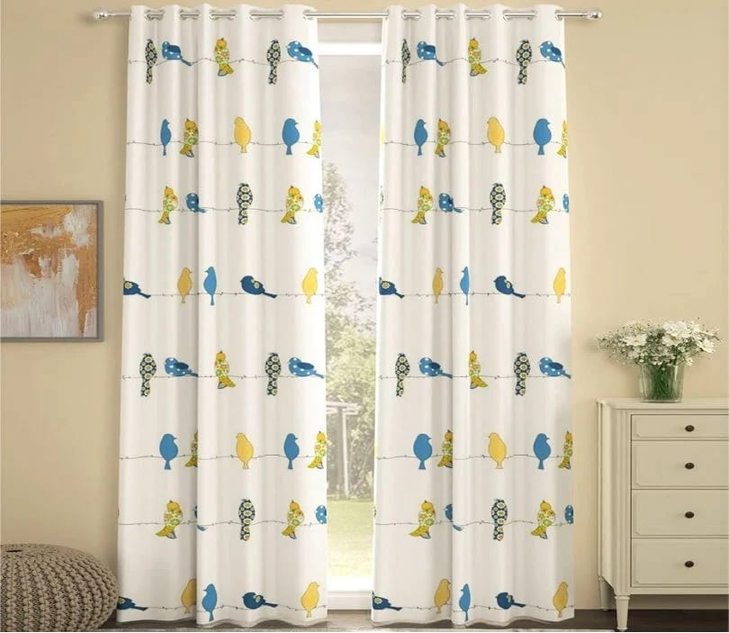 Elegant Floral Print Room Darkning, Light Filtering Curtain Set Of 2