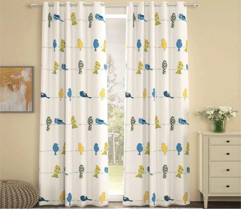 Elegant Floral Print Room Darkning, Light Filtering Curtain Set Of 2