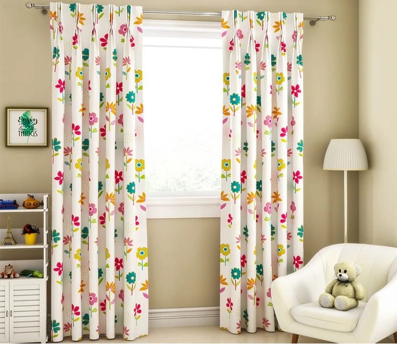 Elegant Floral Print Room Darkning, Light Filtering Curtain Set Of 2