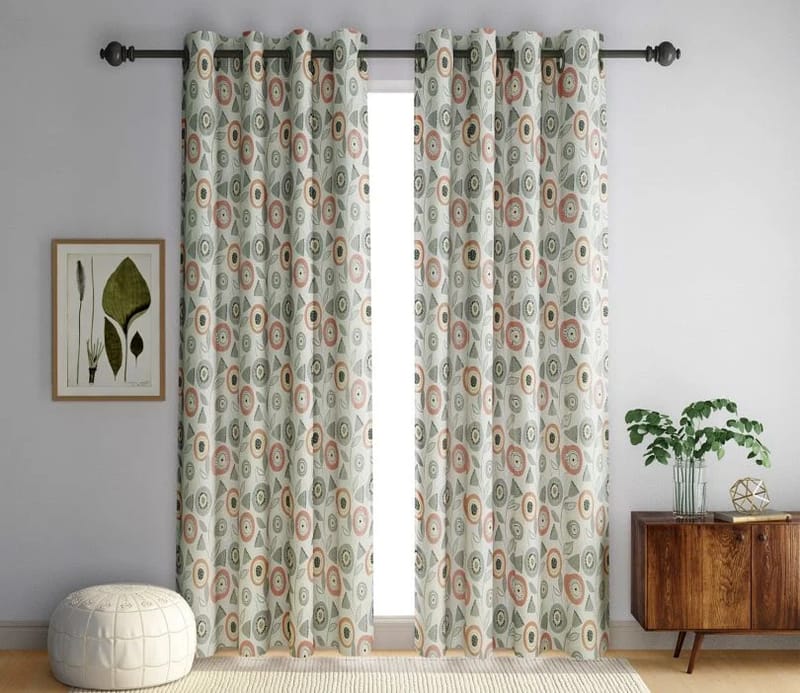 Elegant Floral Print Room Darkning, Light Filtering Curtain Set Of 2