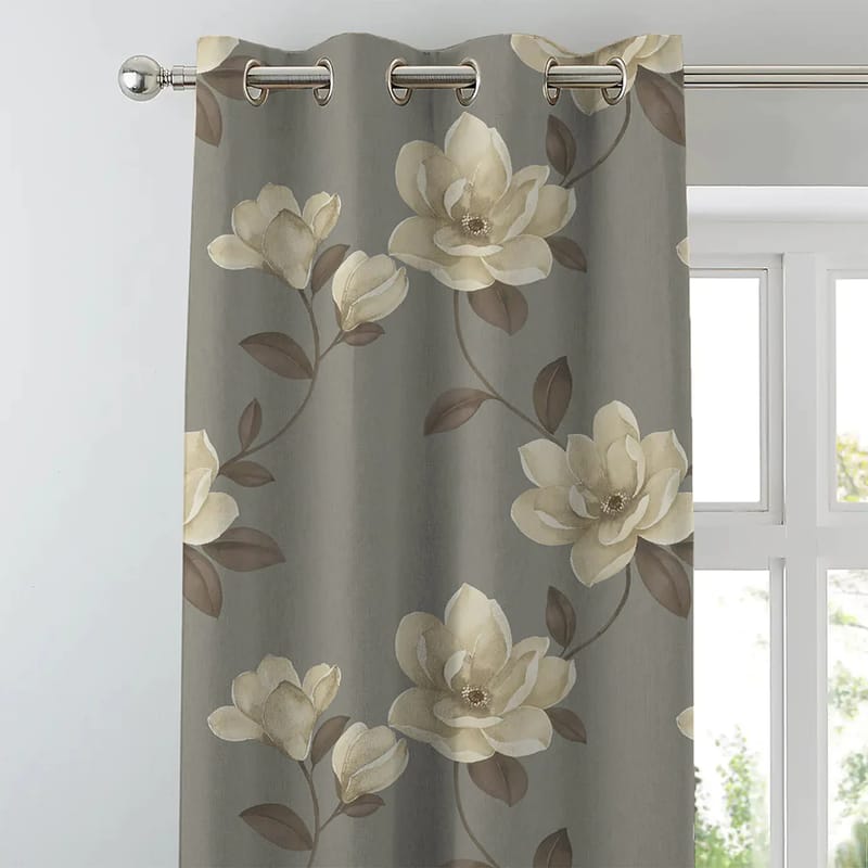 Elegant Floral Print Room Darkning, Light Filtering Curtain Set Of 2