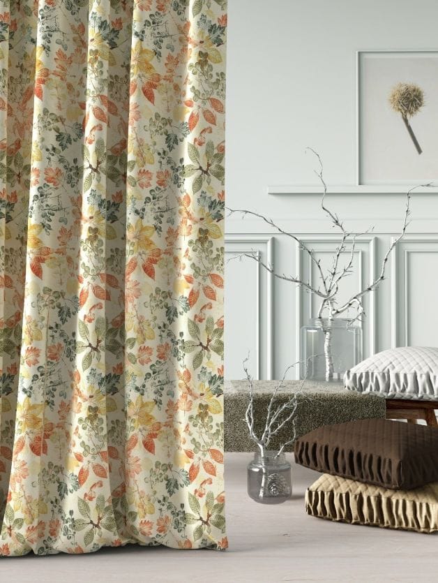 Elegant Floral Print Room Darkning, Light Filtering Curtain Set Of 2