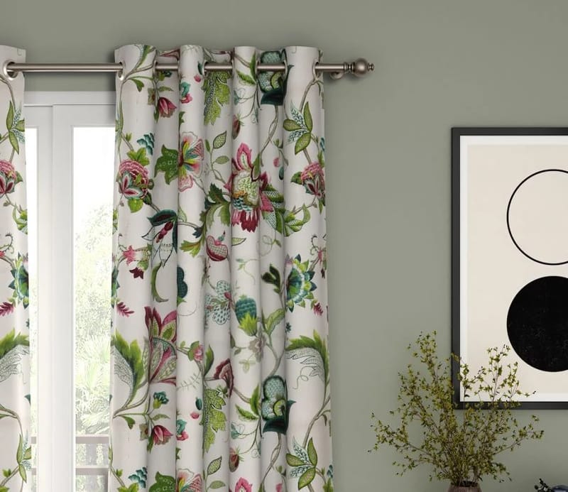 Elegant Floral Print Room Darkning, Light Filtering Curtain Set Of 2